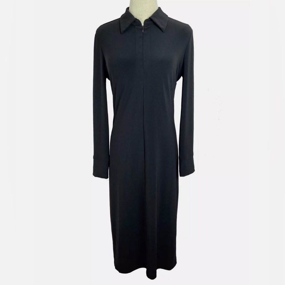 Norma Kamali Dress Black Long Sleeve 1/4 Zip